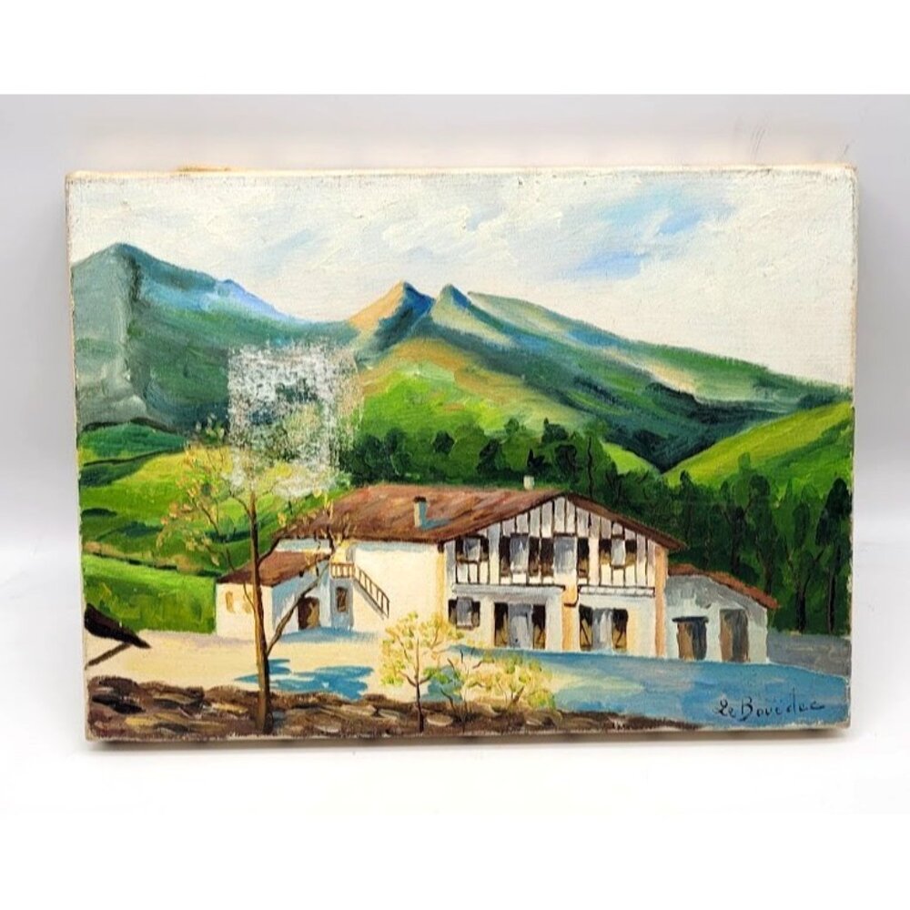 RARE French Antique Oil Canvas 1900s Basque Country Signed Bouedec Paris Estate